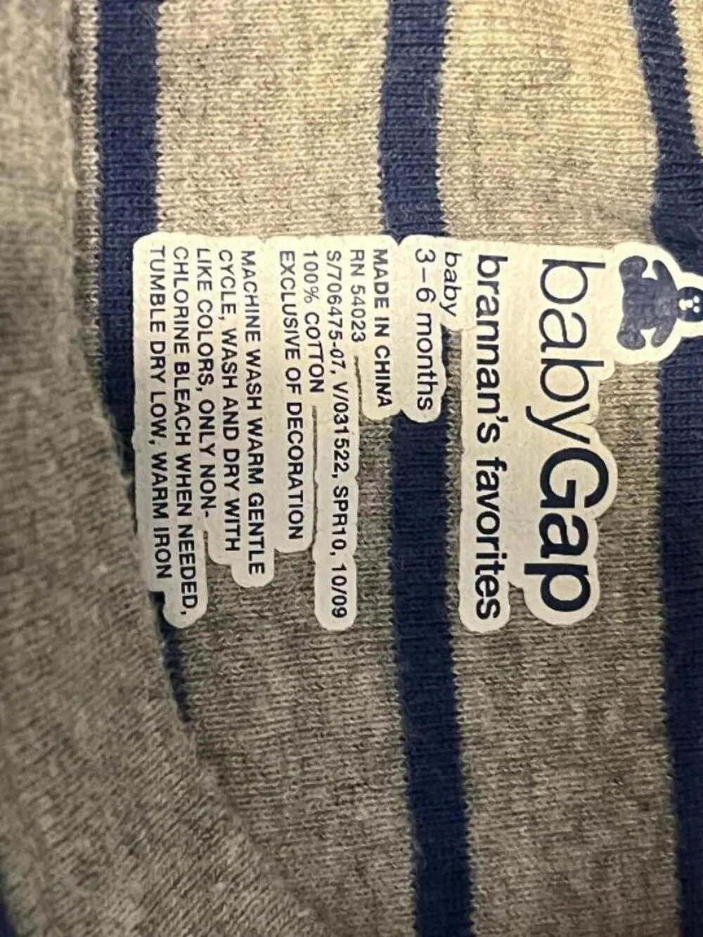 BabyGap Brannan's Favorites Striped Long-Sleeve Bodysuit – Size 3-6 Months